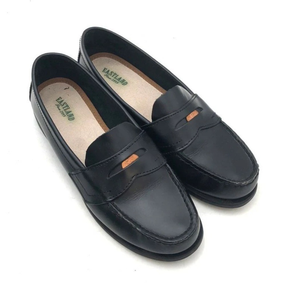 Eastland Women's 7.5 M Black Leather Classic Penny Loafers Slip‑On Dress Casual - Picture 2 of 16
